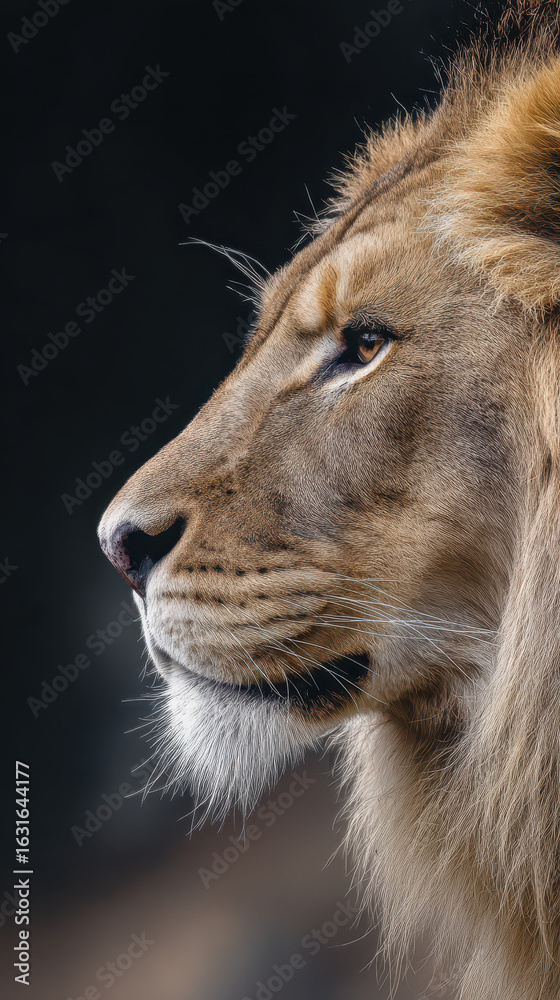 Fototapeta premium Lion Profile View Close-up