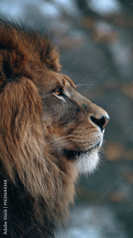 Obraz premium Lion Profile View Close-up
