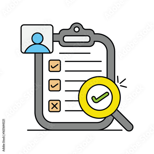 Need Assessment color line icon with white background vector stock illustration