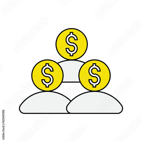 Crowdfunding color line icon with white background vector stock illustration