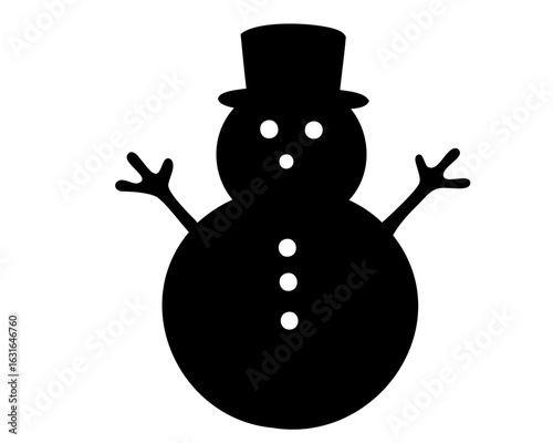 Snowman silhouette vector, Christmas snowman black vector illustration