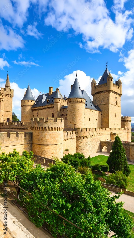 Fototapeta premium Medieval castle under vibrant sky