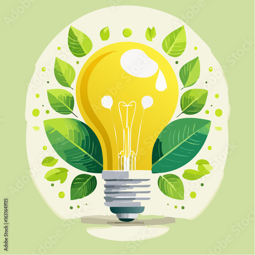 Illustration of an eco-friendly LED bulb symbolizing energy efficiency, in flat minimalist vector style.
