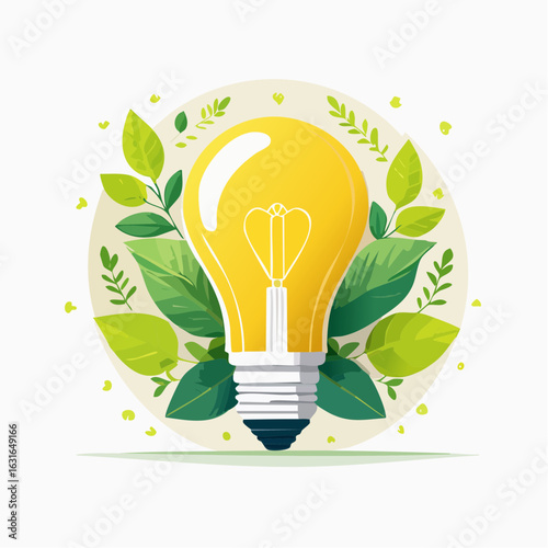 Illustration of an eco-friendly LED bulb symbolizing energy efficiency, in flat minimalist vector style.