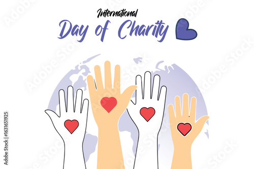 Wallpaper Mural International Day of Charity with Diverse Hands and Heart Shapes Torontodigital.ca