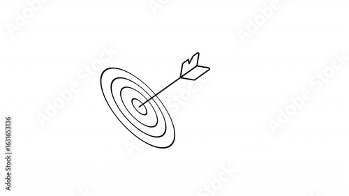 Animated target black linear icon. Represents accuracy, game, competition, and business goals. Outline motion graphic in seamless loop. HD video with transparent background and alpha channel.