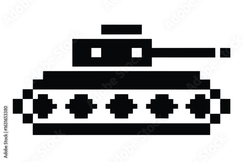 Pixelated black tank features simple design against a white background perfectly