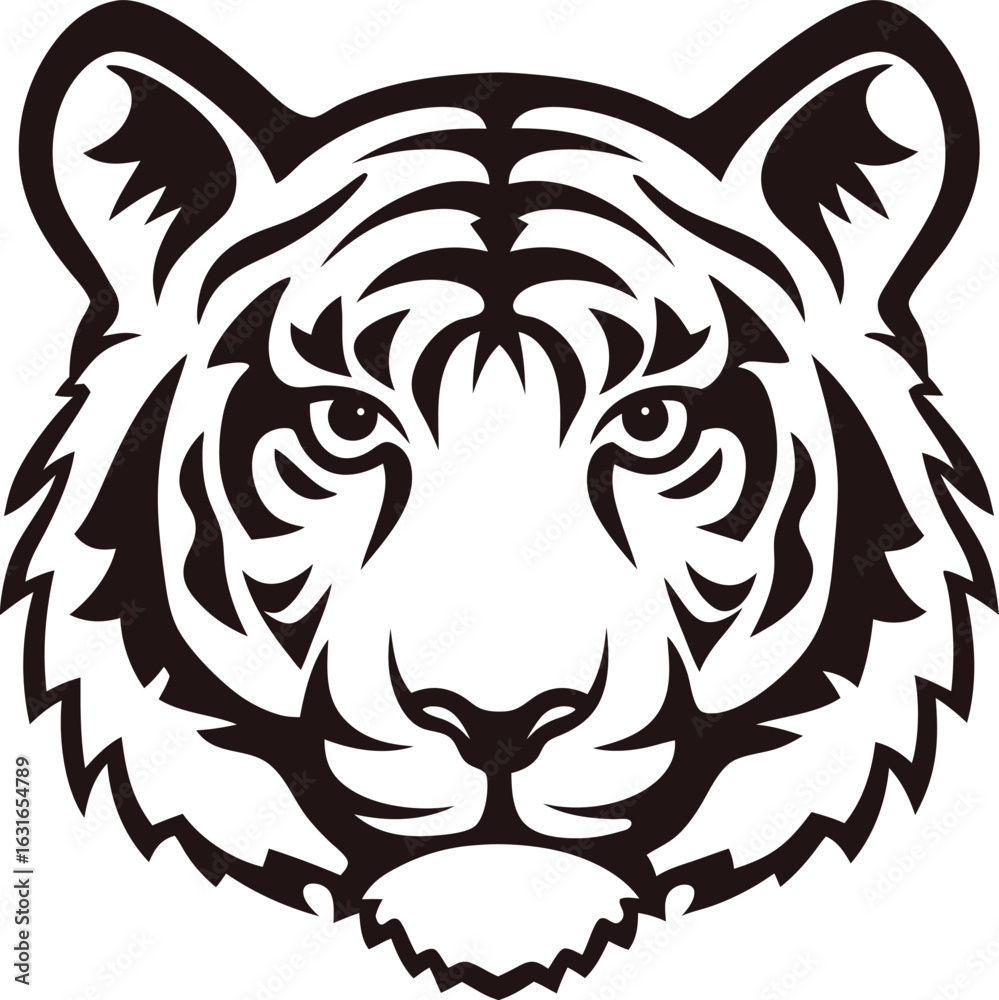 Obraz premium Tiger face silhouette