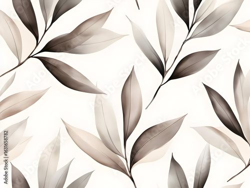 Elegant Botanical Illustration Brown Leaves