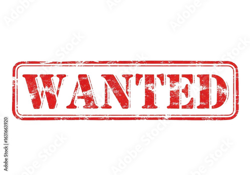 Vintage wanted poster stamp isolated on transparent background