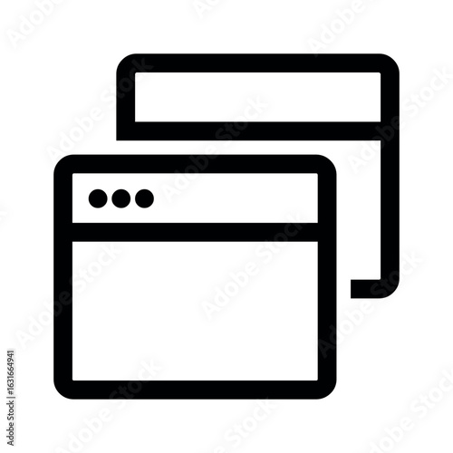 Two overlapping rectangular windows with rounded corners and three dots in the upper left corner