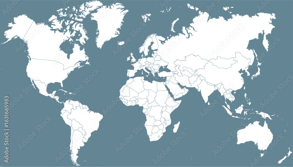 Obraz premium World map. Grey modern vector map. Silhouette map