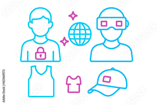 People engaging with technology through virtual reality and interactive experiences in a modern setting