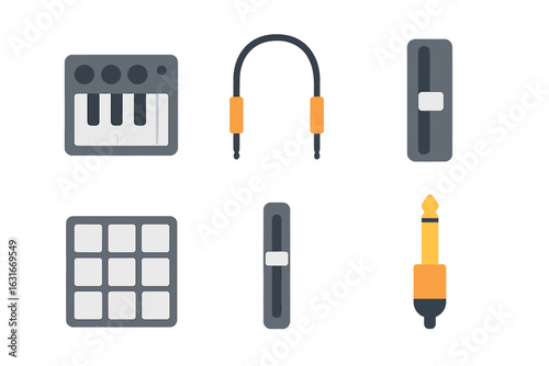 Modern music production tools including keyboard, audio interface, and pads for creative sound design