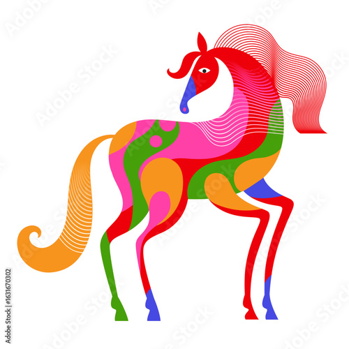 Colored vector Horse illustration. Year of the Horse 2026