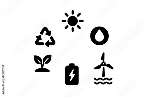 Renewable energy symbols representing sustainability and eco-friendly practices for a greener future