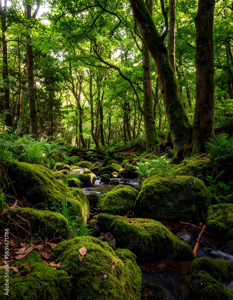 Lush forest stream scene Lush forest stream scene