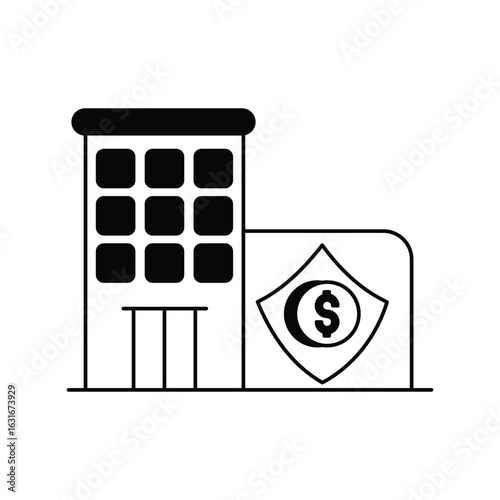 Insurance Company glyph icon with white background vector stock illustration