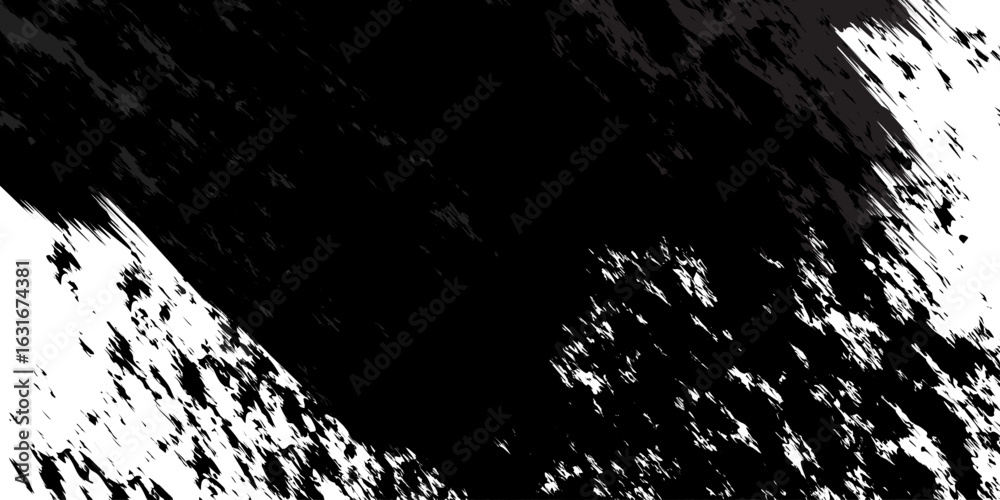 Obraz premium Grunge Black Paint Splatter with Rough Brush Texture on White Background.