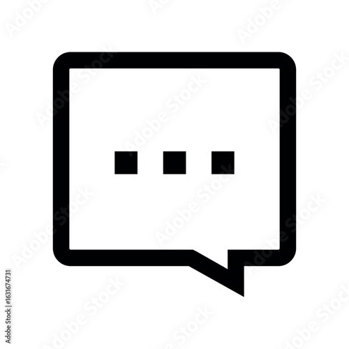 Simple black outline of a speech bubble with three dots inside representing a message or conversation