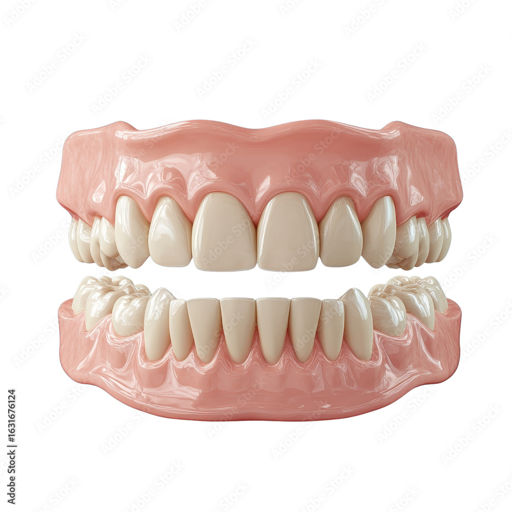 Obraz premium Dentures or false teeth isolated on transparent background.