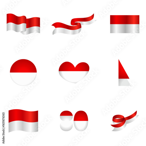Indonesia Flag Vector Set