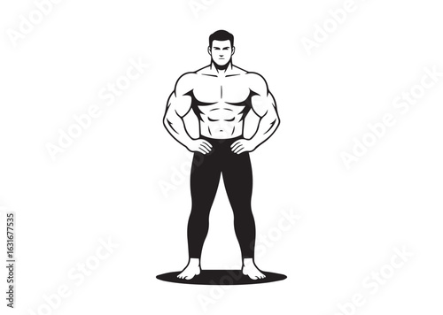 A man with a muscular build is standing vector illustration design