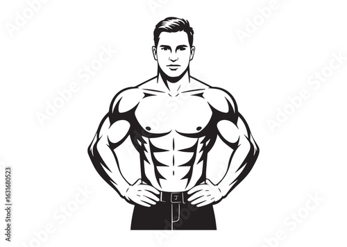 A man with a muscular build is standing vector illustration design