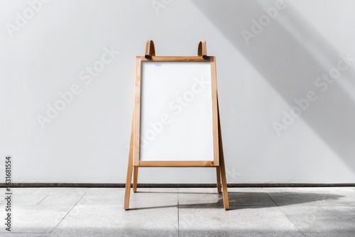 Mockup for design minimalist wooden easel with blank canvas for creative projects. Knowledge Day, September 1st