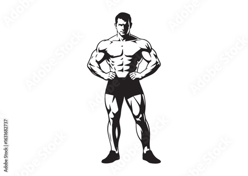 A man with a muscular build is standing vector illustration design