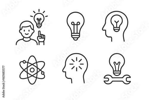 Creative thinking and innovation concept icons collection