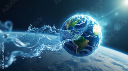 Wallpaper Mural Low carbon concept ,Animated planet with water flowing, showcasing cleaner air and vibrant colors, evokes sense of hope Torontodigital.ca