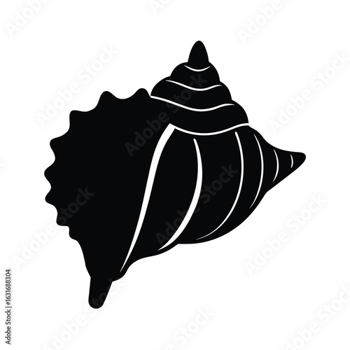 Diwali vector art of black silhouette of a conch seashell isolated