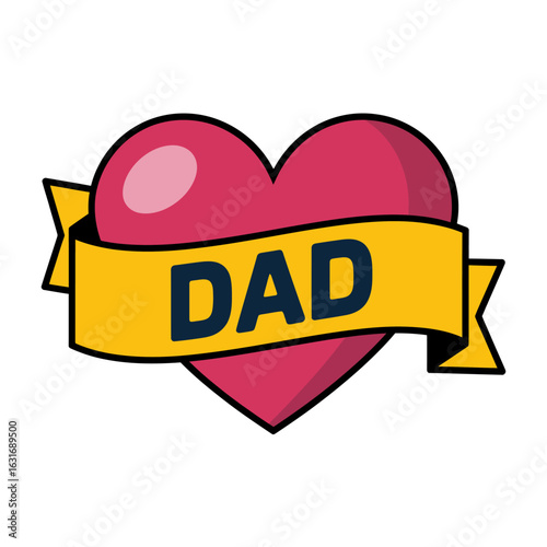 A Heartfelt Dad Graphic with Ribbon and Bold Text for Fathers Day Celebrations and Loving Tributes