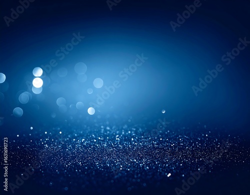 Dark blue background with glittering texture and bokeh effect