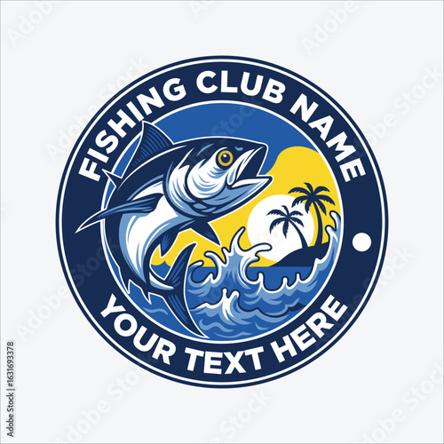 Fishing Club Logo with Jumping Tuna