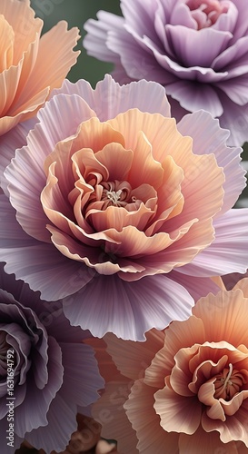 Close-up view of decorative flowers with intricate details.