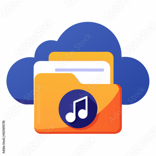 Cloud music folder icon representing digital audio storage and online music library access