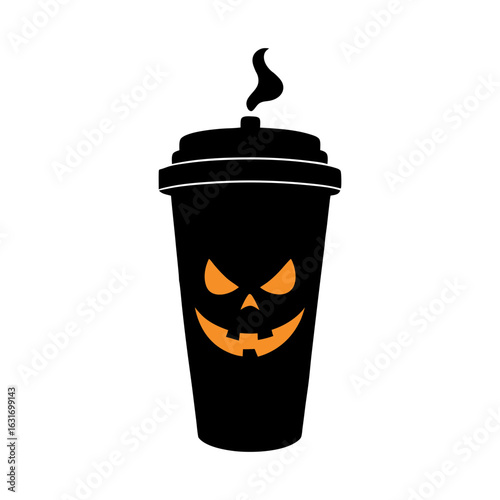 paper Halloween silhouette coffee cup vector 