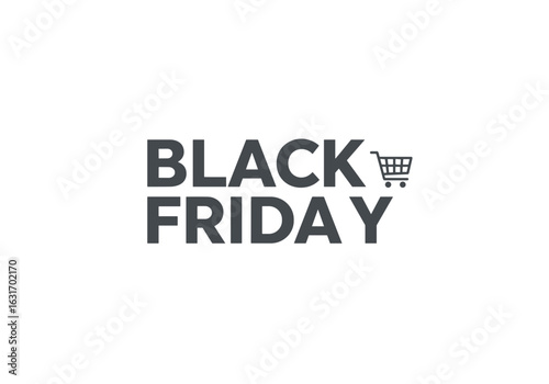Black Friday sale graphic with shopping cart icon  