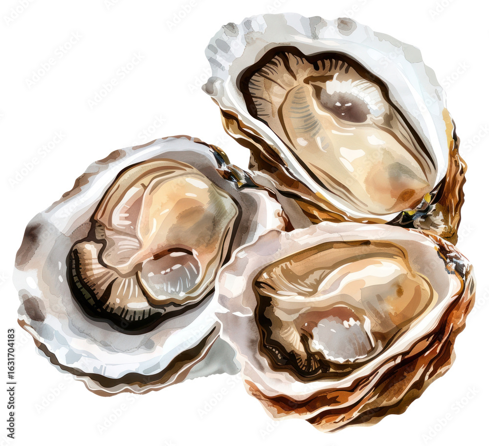 Naklejka premium PNG Realistic watercolor oyster illustration