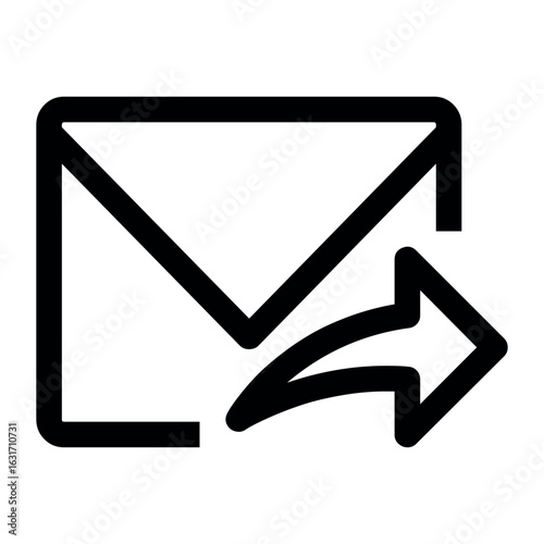 Outline of an email envelope with an arrow pointing to the right indicating sending or forwarding mail