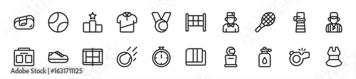 Set of Tennis icons. 20 sets of Tennis icons. Tennis icons. Simple line Tennis icons