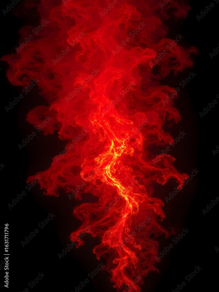 Fototapeta premium Red Plasma Flame – Abstract Energy Stream on Dark Background