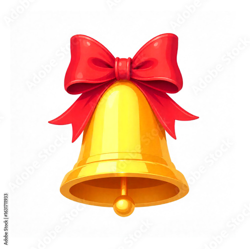 Christmas gold bells with ribbon