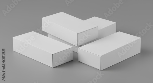 Four White Rectangular Boxes On Gray Backgrounds