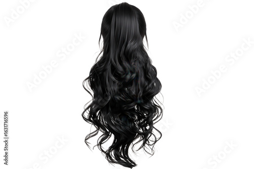 Close up shot of a woman with long black hair styled in a high ponytail against Transparent Background
