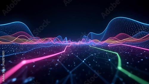 Abstract data visualization digital network technology background