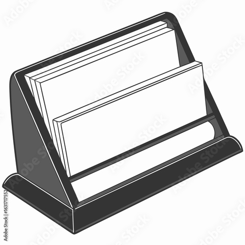Dark gray business card holder with blank white cards