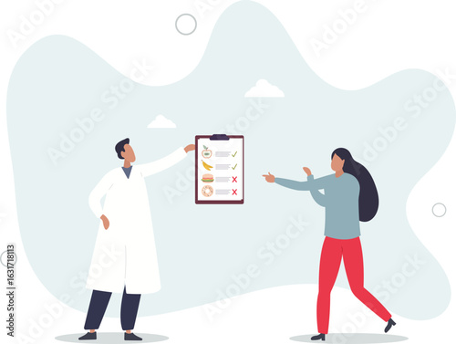 Male nutritionist is consulting patient in clinic.Dietician advise for weight loss.human life.